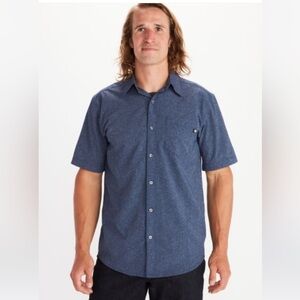 Marmot Aerobora Blue Short Sleeve Shirt Size XL